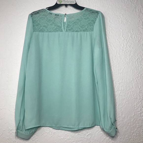 Forever 21 Mint Green Lace Bow Front Blouse - Picture 7 of 8